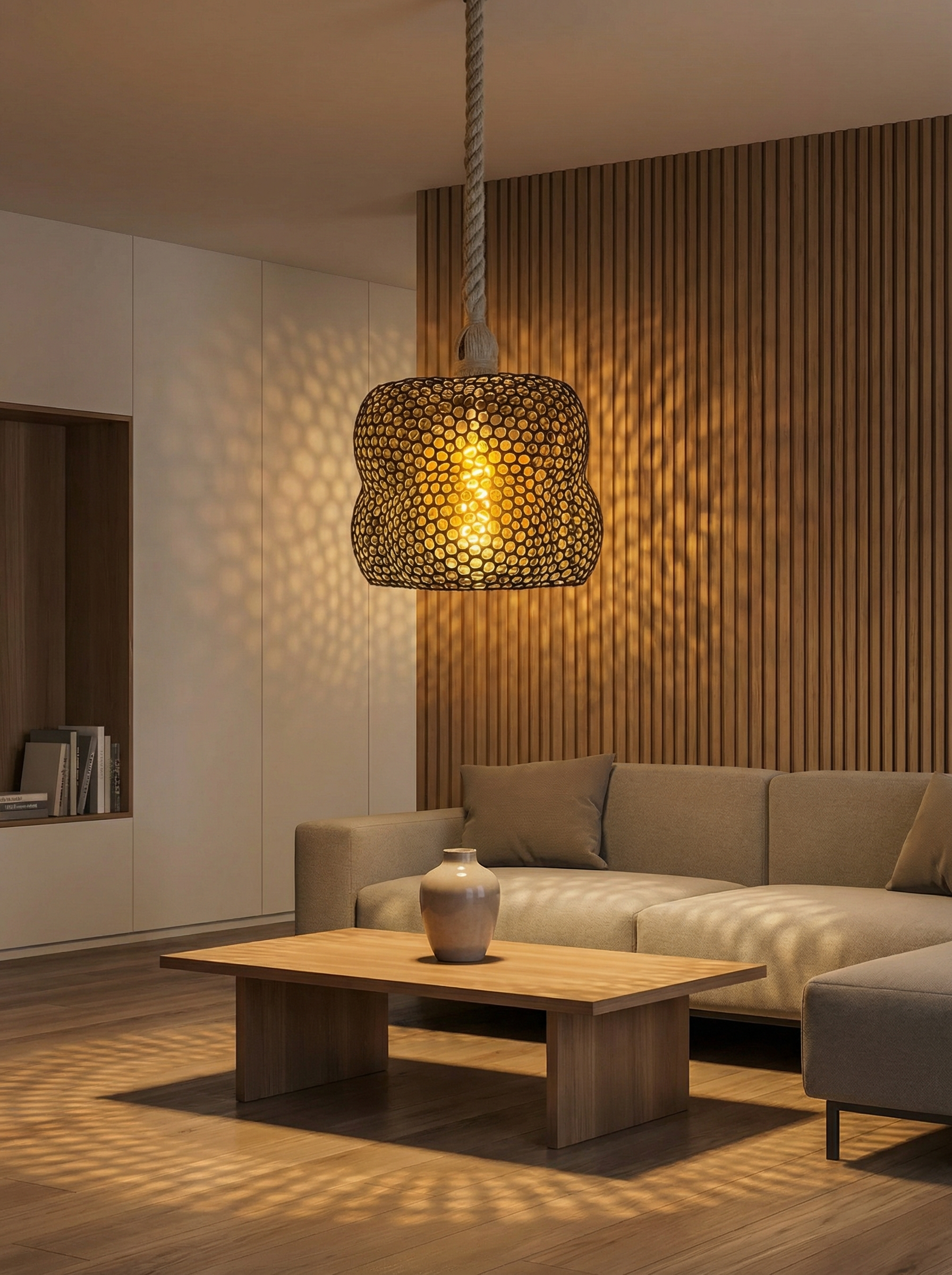 Hanging Lamp with Perforated Shade