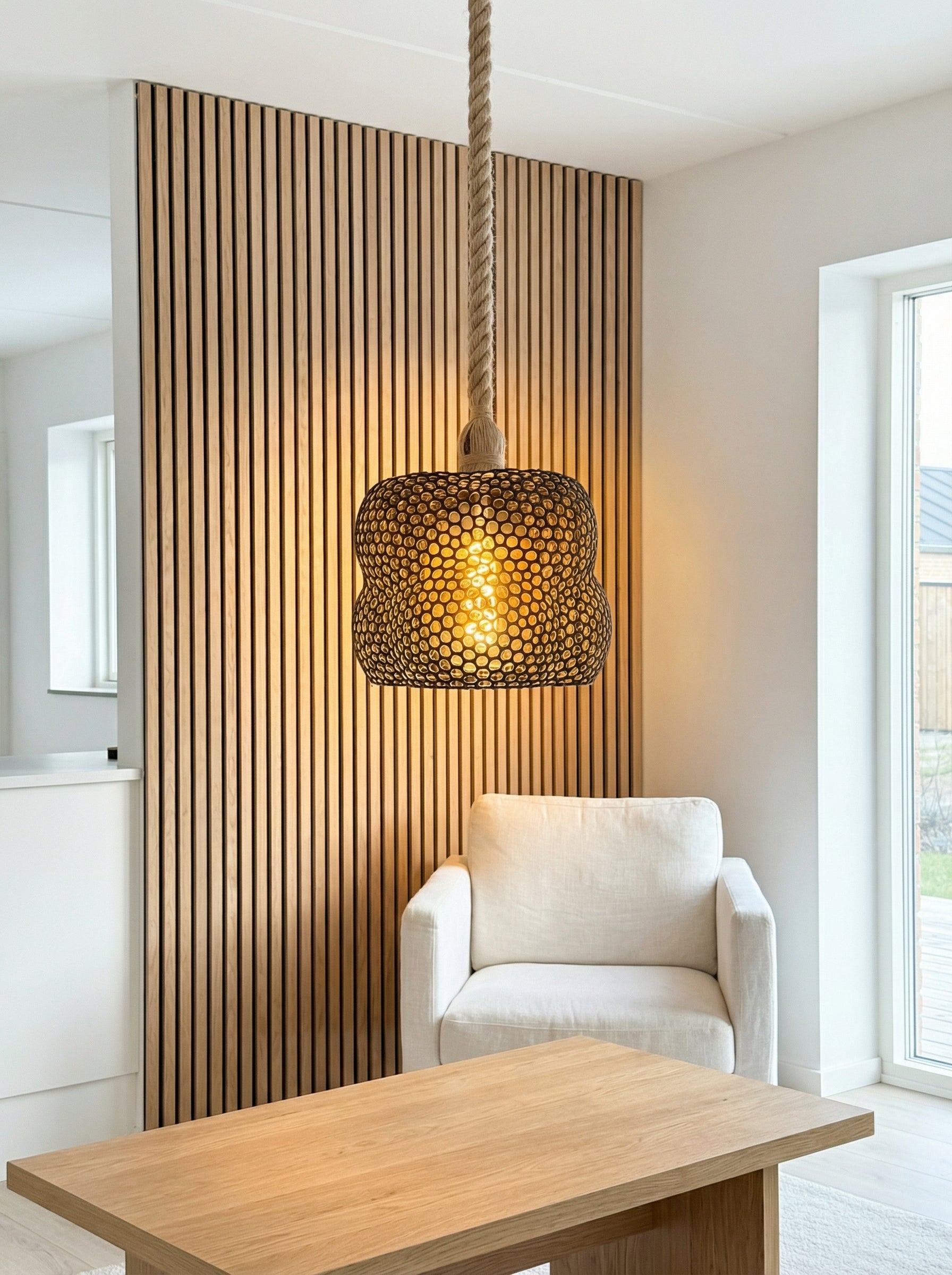 Hanging Lamp with Perforated Shade