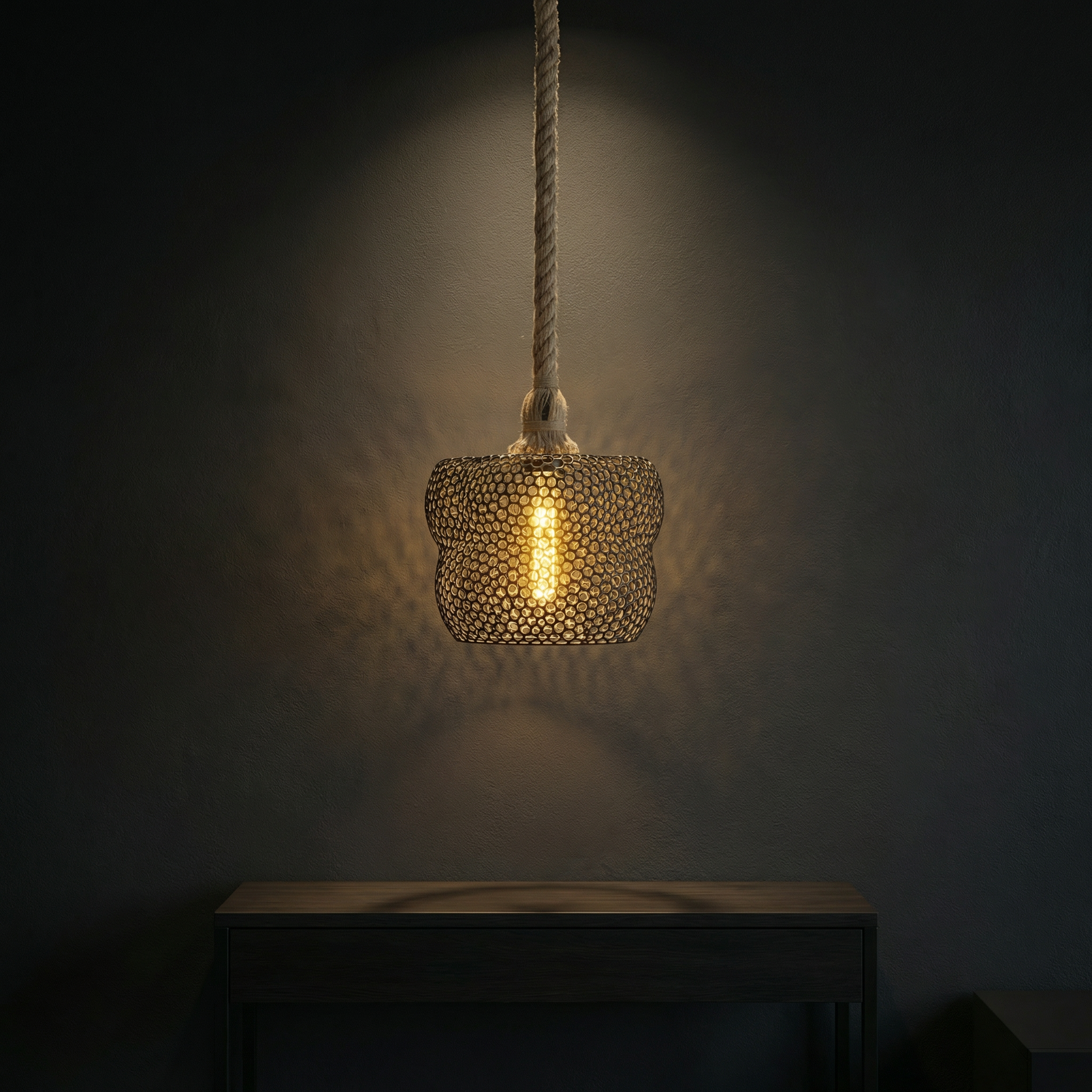 Hanging Lamp with Perforated Shade